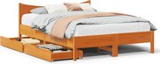 vidaXL Estrutura cama c/ gavetas 150x200 cm pinho maciço castanho-mel