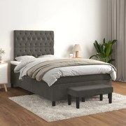 vidaXL Cama boxspring com colchão 120x200 cm veludo cinzento-escuro