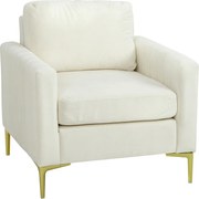 HOMCOM Poltrona de Sala Estofada em Veludo Acolchoamento Espesso Assento Amplo Apoio de Braços Almofada 81x77x81 cm Creme | Aosom Portugal