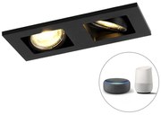 LED Foco de encastrar preto moderno Wifi 2xGU10 - QURE Moderno