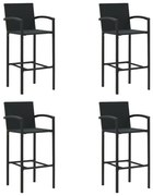 vidaXL Bancos de bar 4 pcs vime PE preto