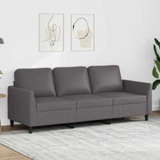 vidaXL Sofá de 3 lugares 180 cm couro artificial cinza