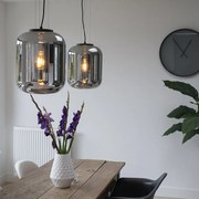 Conjunto de 2 Pendentes Design Preto com Vidro Fumê - Bliss Moderno,Retro