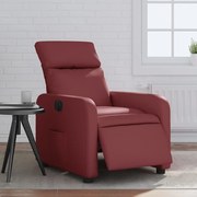 vidaXL Poltrona reclinável elétrica couro artificial vermelho tinto