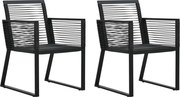 vidaXL Cadeiras de jardim 2 pcs vime de PVC preto