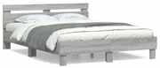 vidaXL Estrutura de cama c/ cabeceira derivados madeira cinza sonoma