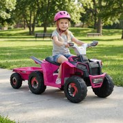 Moto 4 elétrico 6V para crianças 104 x 39 x 48 cm com reboque traseiro Vermelha