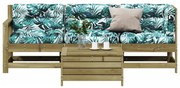 vidaXL 4 pcs conjunto lounge de jardim c/ almofadões pinho impregnado