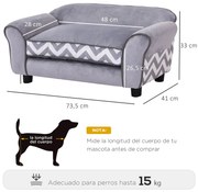 PawHut Sofá para animais de estimação com pernas Cama de cachorro de m