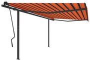 Toldo retrátil automático com postes 4,5x3,5 m laranja/castanho