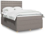 vidaXL Cama com molas/colchão 140x190 cm tecido castanho-acinzentado