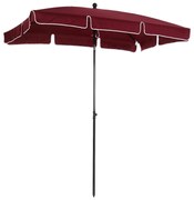 Outsunny Chapéu de Sol Retangular de Jardim 198x130x240cm Chapéu de Sol de Alumínio com Função de Inclinação para Terraço Pátio Exterior Vinho