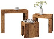 vidaXL Mesas de centro de encastrar 3 pcs deriv. madeira madeira velha