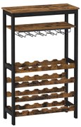 Suporte para garrafas de vinho SONGMICS, suporte para 24 garrafas de vinho com suporte para copos, para cozinha, bar, sala de jantar, vintage, marrom, preto KWR028B01