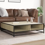 vidaXL Mesa centro 100x100x30 cm deriv. madeira/metal carvalho sonoma