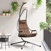 vidaXL Cadeira Suspensa com Suporte e Almofada Café em Aço.