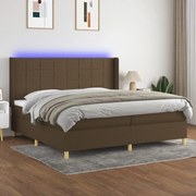 vidaXL Cama box spring c/ colchão/LED 200x200cm tecido castanho-escuro