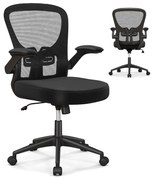 Cadeira de escritório ergonômica em malha com altura ajustável - preta