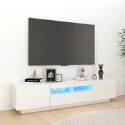 Móvel de TV com luzes LED 180x35x40 cm branco brilhante