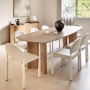 Conjunto De Mesa Retangular 200x100 Cm Em Madeira De Manga Sidney E 8 Cadeiras De Jantar Em Fivela Nagore Madeira Natural - Sklum