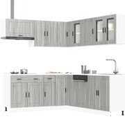 vidaXL 11 peças armário de cozinha conjunto Porto cinzento sonoma