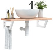 vidaXL Prateleira de parede p/ lavatório aço/madeira de faia maciça