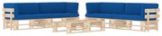 6 pcs conjunto lounge de paletes c/ almofadões pinho impregnado