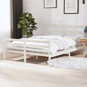 Estrutura de cama dupla 135x190 cm pinho maciço branco