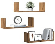 vidaXL Prateleiras de parede 3pcs derivados madeira carvalho artisiano