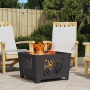 vidaXL Fire Pit Preto 60 x 60 x 40 cm Aço
