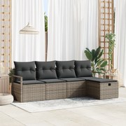 Conjunto de Sofás de Jardim vidaXL com 5 Peças e Almofadas Cinza Ratta