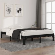 Estrutura de cama 140x200 cm pinho maciço preto