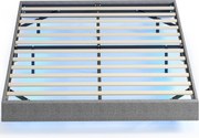 HOMCOM Cama 160x200 cm com Luzes LED Estofada em Linho Ripas de Madeira Silenciosa Fácil de Montar Cinzento | Aosom Portugal