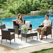 Conjunto de móveis de jardim de 4 peças Castanho-taupe
