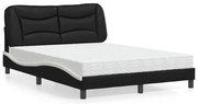 vidaXL Cama com colchão Hvar 140x190 cm couro artificial preto