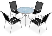 vidaXL Conjunto de jantar para jardim 5 pcs 80x71 cm aço preto/cinza