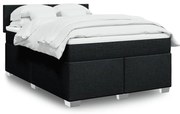 vidaXL Cama com molas/colchão 140x190 cm tecido preto