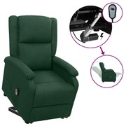vidaXL Poltrona elevatória tecido verde-escuro