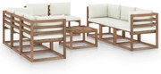 9 pcs conjunto lounge para jardim com almofadões cor creme