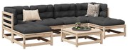 vidaXL 7 pcs conjunto sofás de jardim com almofadões pinho maciço