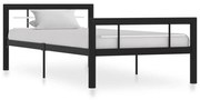 vidaXL Estrutura de cama 90x200 cm metal preto e branco