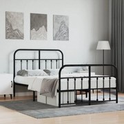 vidaXL Estrutura de cama com cabeceira e pés 120x190 cm metal preto
