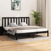 Estrutura de cama 200x200 cm pinho maciço preto