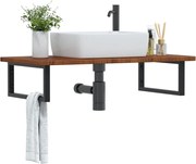 vidaXL Prateleira de parede p/ lavatório aço/madeira carvalho maciça