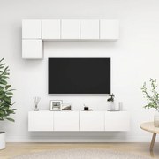 vidaXL 5 pcs conjunto de móveis de TV derivados de madeira branco