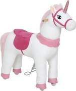 AIYAPLAY Cavalo de Montar para Crianças, Design Unicórnio, Revestimento em Tecido, Estrutura Estável, Rodas Suaves, Cavalo de Balanço, 3-5 anos, Branco | Aosom Portugal