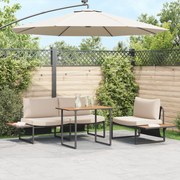 Conjunto de Jantar de Jardim de 3 Peças com Almofadas em Taupe