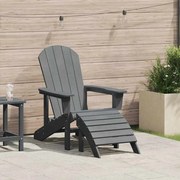 vidaXL Cadeira Adirondack com Descanso para os Pés Cinza Claro HDPE