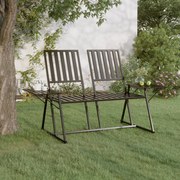 vidaXL Banco de jardim de 2 lugares 165 cm aço preto