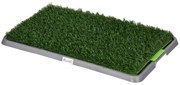 PawHut Resguardo de Treino para Cães com 2 Relvas Artificiais e Bandeja para Treino de Filhotes 67x41x3,5 cm Verde